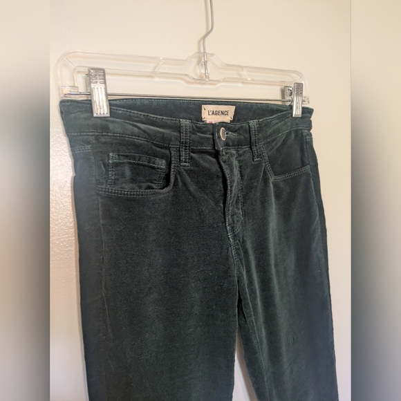 L'AGENCE Velvet Marguerite Skinny Pants Evergreen 25 - Picture 2 of 11